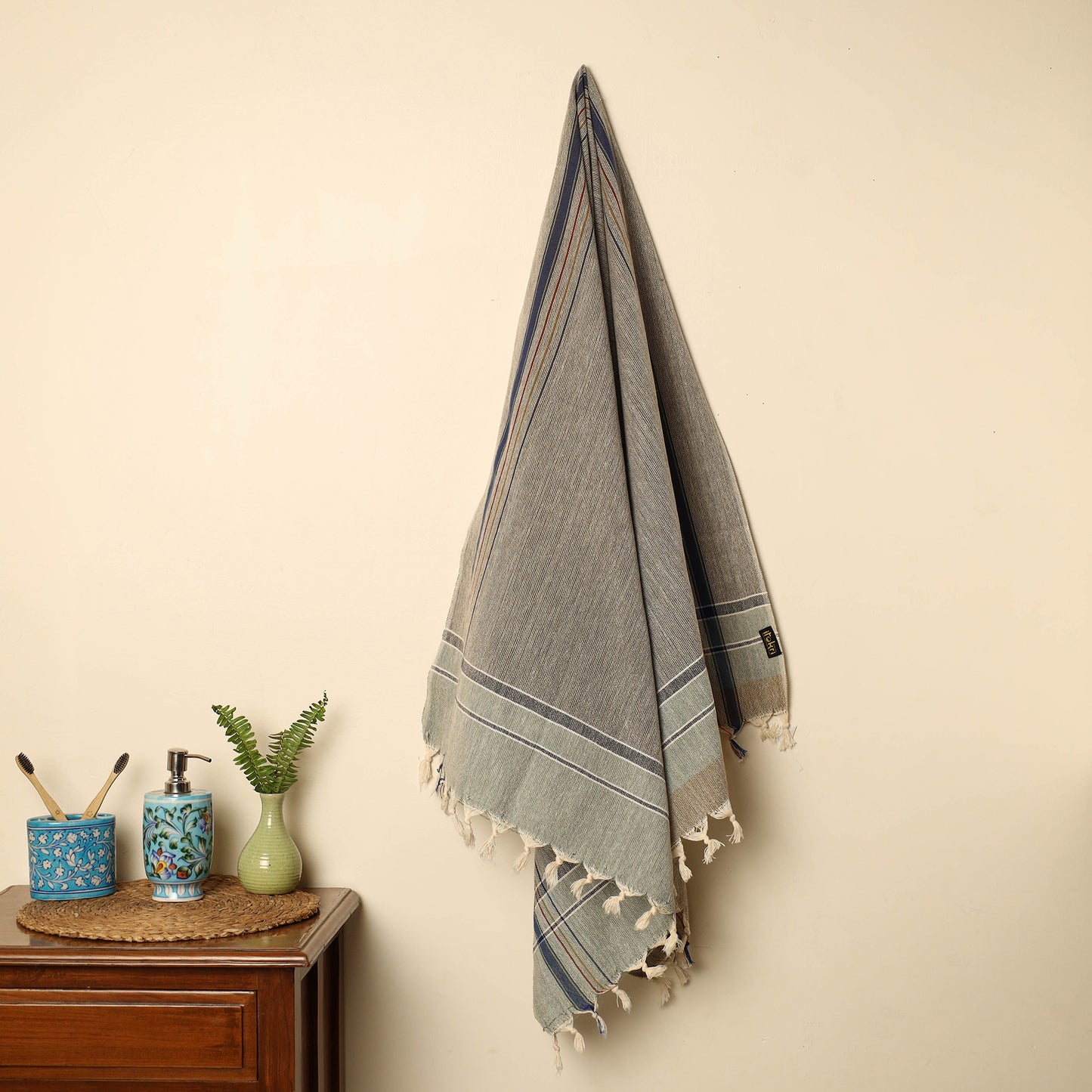 Grey - Handloom Fine Cotton Plain Bath Towel 113