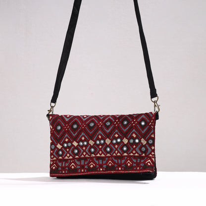Multicolor - Kutch Jat Hand Embroidery Linen Folded Sling Bag