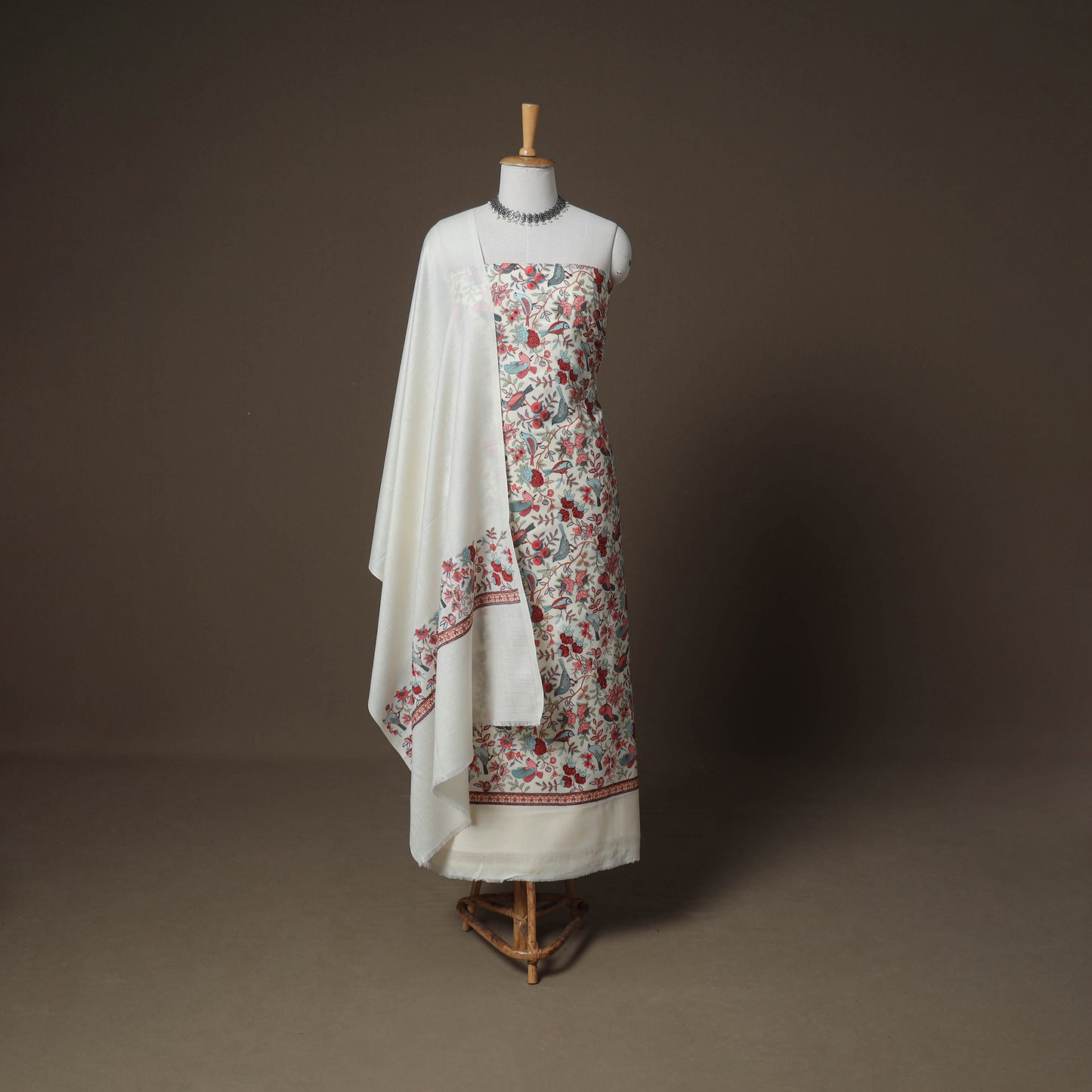 Woolen Heavy Embroidered Unstitched Dress Material: Kurta, Bottom & Dupatta 27