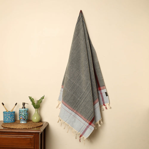 Grey - Handloom Fine Cotton Plain Bath Towel 115