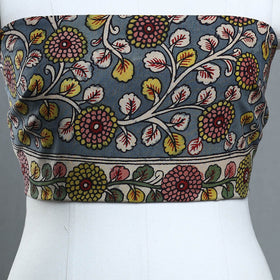 Grey - handpainted cotton kalamkari blouse piece 11
