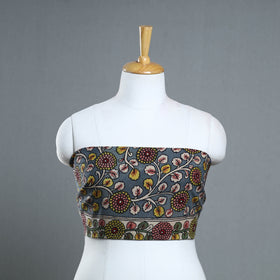 Grey - handpainted cotton kalamkari blouse piece 11