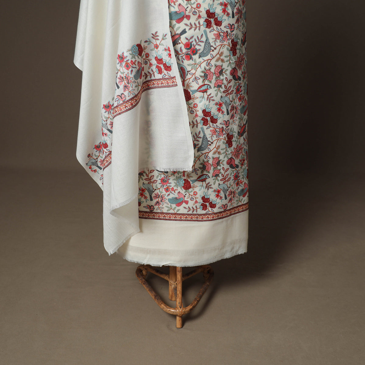 Woolen Heavy Embroidered Unstitched Dress Material: Kurta, Bottom & Dupatta 27