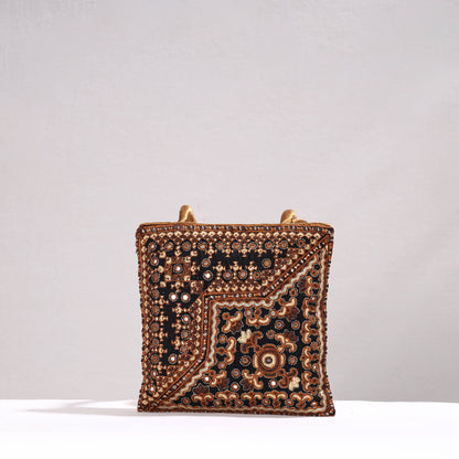 Kutch Abstract Hand Embroidery Mashru Silk Hand Bag