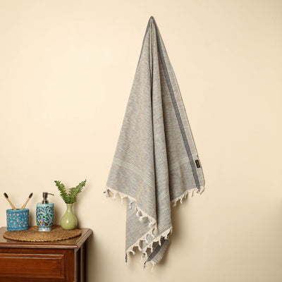 Grey - Handloom Fine Cotton Plain Bath Towel 118