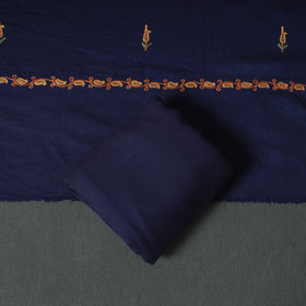 Kashmiri Aari Hand Embroidered Pure Merino Wool Unstitched Dress Material: Kurta, Bottom with Dupatta 26
