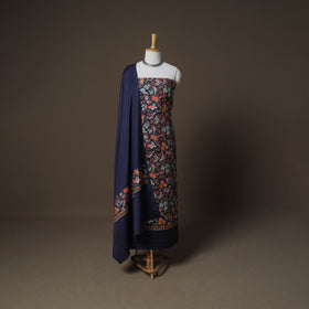 Woolen Heavy Embroidered Unstitched Dress Material: Kurta, Bottom & Dupatta 28