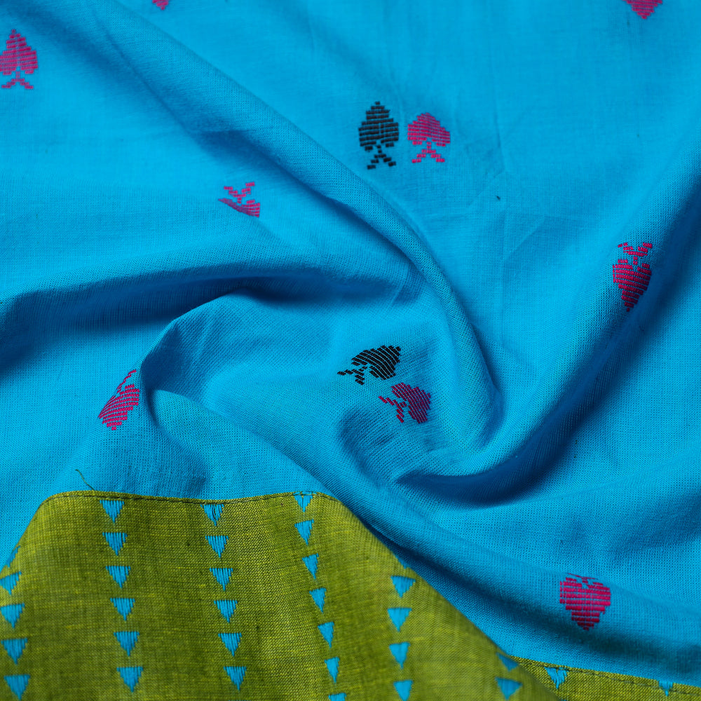 Blue - Jacquard Cotton Blouse Piece 34