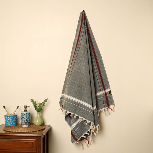 Grey - Handloom Fine Cotton Plain Bath Towel 119