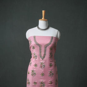 Kashmiri Sozni Hand Embroidered Pure Merino Wool Unstitched Dress Material: Kurta, Bottom with Dupatta 27