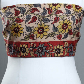 Buy Beige Handpainted Cotton Kalamkari Blouse Piece