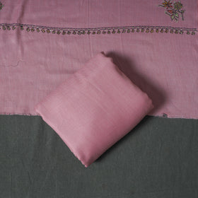 Kashmiri Sozni Hand Embroidered Pure Merino Wool Unstitched Dress Material: Kurta, Bottom with Dupatta 27