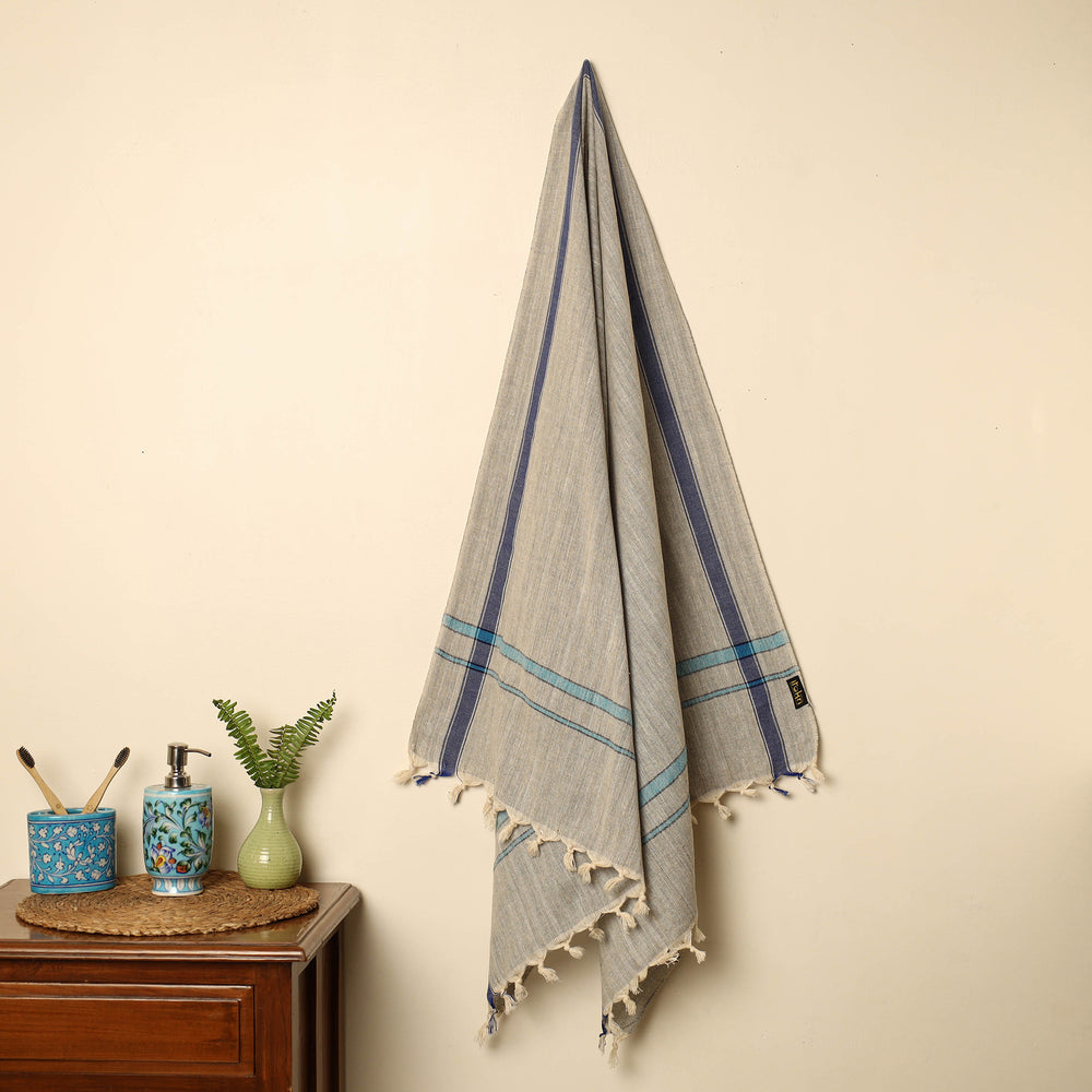 Beige - Handloom Fine Cotton Plain Bath Towel 121