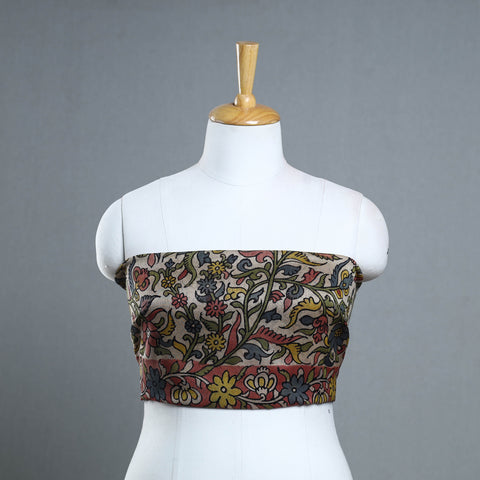 Handpainted Chanderi Silk Kalamkari Blouse Piece 24