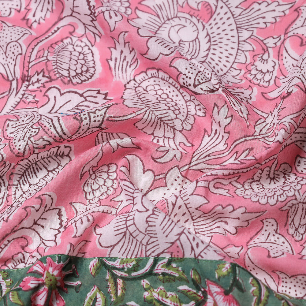 Pink - Block Printed Cotton Blouse Piece 25