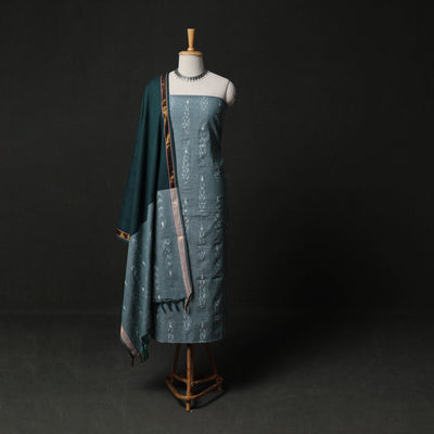 Pochampally Ikat Weave 3pc Cotton Unstitched Dress Material Suit Set 04