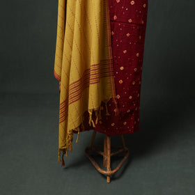 Bandhani Cotton Unstitched Dress Material: Kurta & Dupatta with Jewellery 03