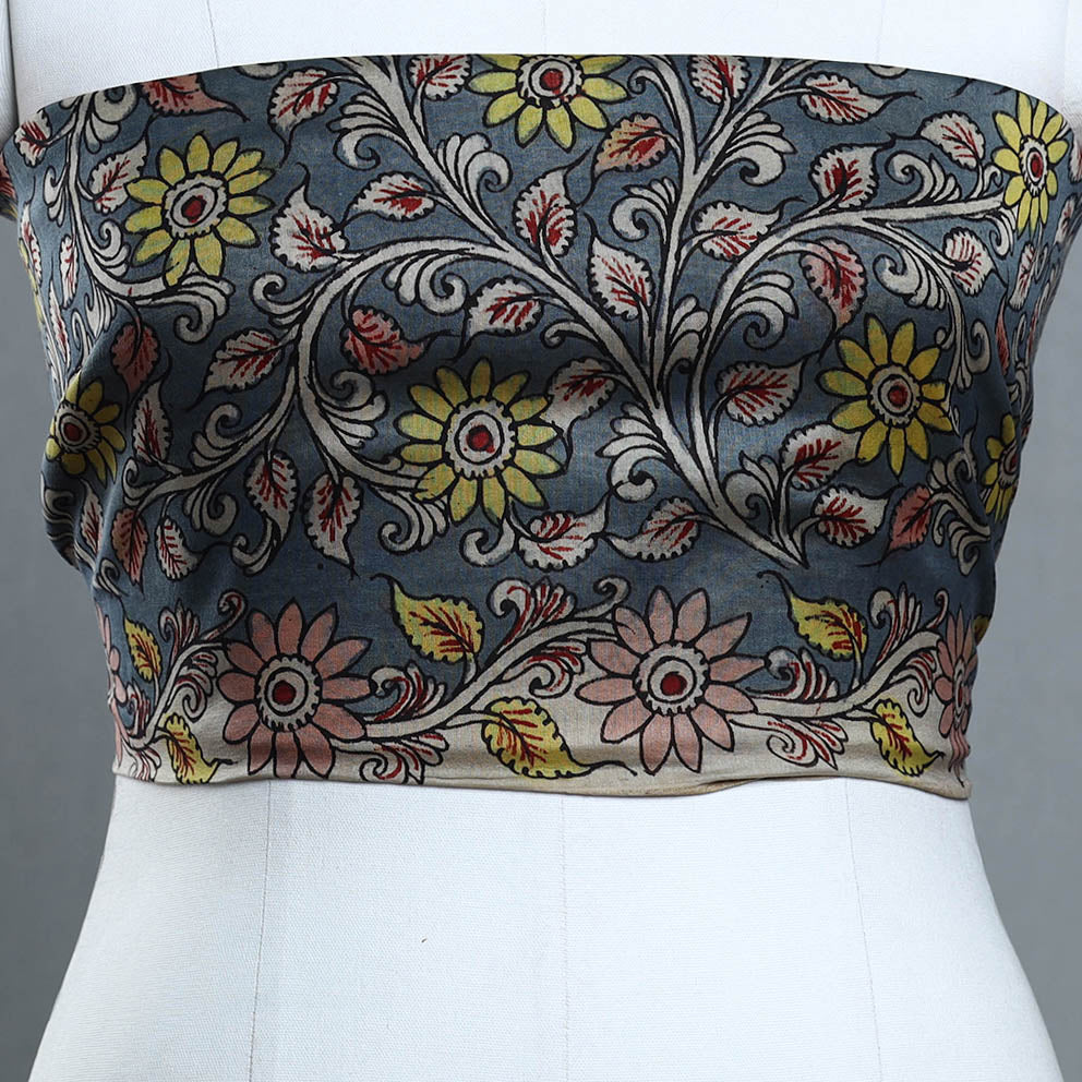 Handpainted Chanderi Silk Kalamkari Blouse Piece 28