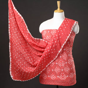 3pc Kutch Bandhani Tie-Dye Satin Cotton Suit Material Set 120