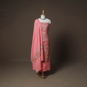 Woolen Heavy Embroidered Unstitched Dress Material: Kurta, Bottom & Dupatta 30