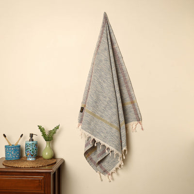 Grey - Handloom Fine Cotton Plain Bath Towel 126