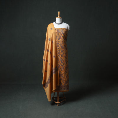 Woolen Heavy Embroidered Unstitched Dress Material: Kurta, Bottom & Dupatta 13