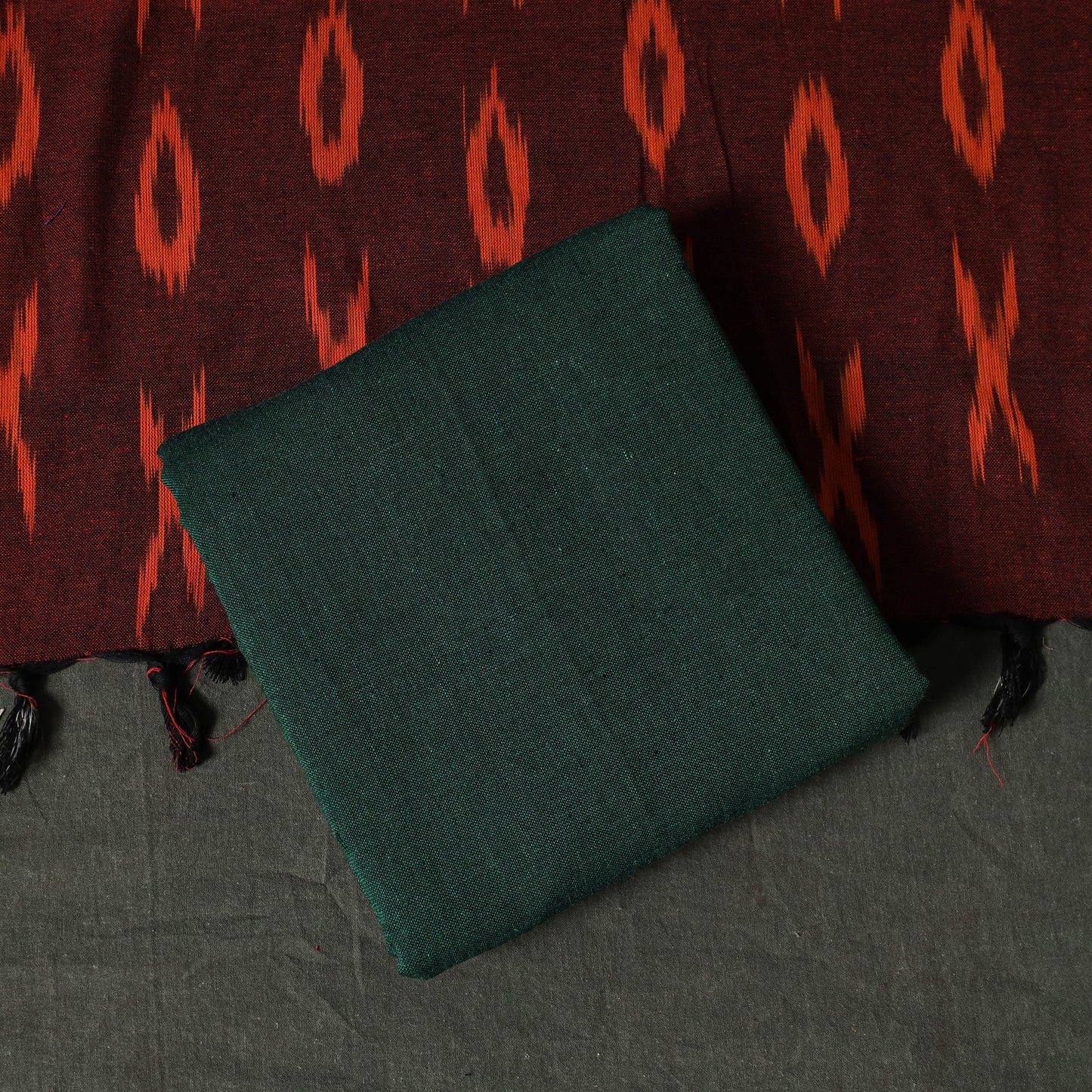 Pochampally Ikat Weave 3pc Cotton Unstitched Dress Material Suit Set 01