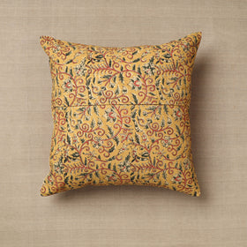 Yellow Original Pedana Block Print Cotton Kalamkari Cushion Cover