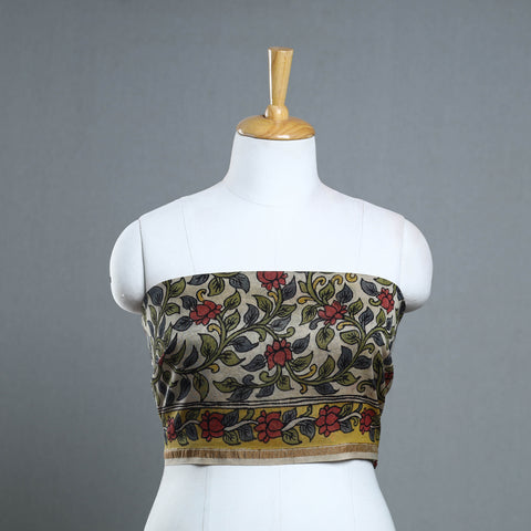 Handpainted Chanderi Silk Kalamkari Blouse Piece 32