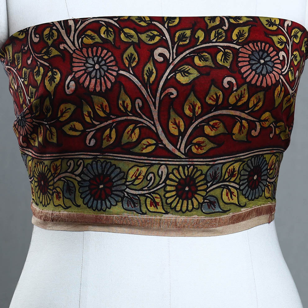 Handpainted Chanderi Silk Kalamkari Blouse Piece 33