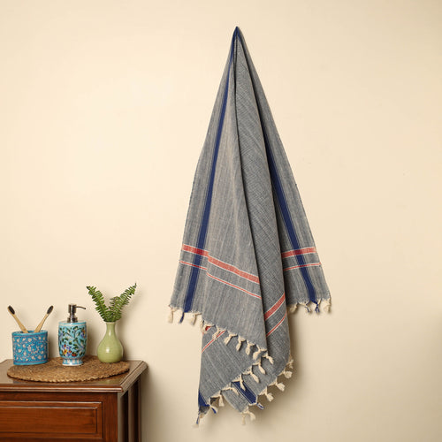 Grey - Handloom Fine Cotton Plain Bath Towel 127