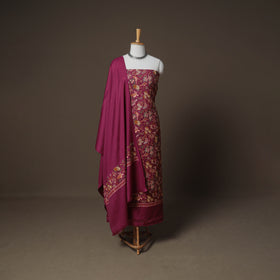 Woolen Heavy Embroidered Unstitched Dress Material: Kurta, Bottom & Dupatta 31
