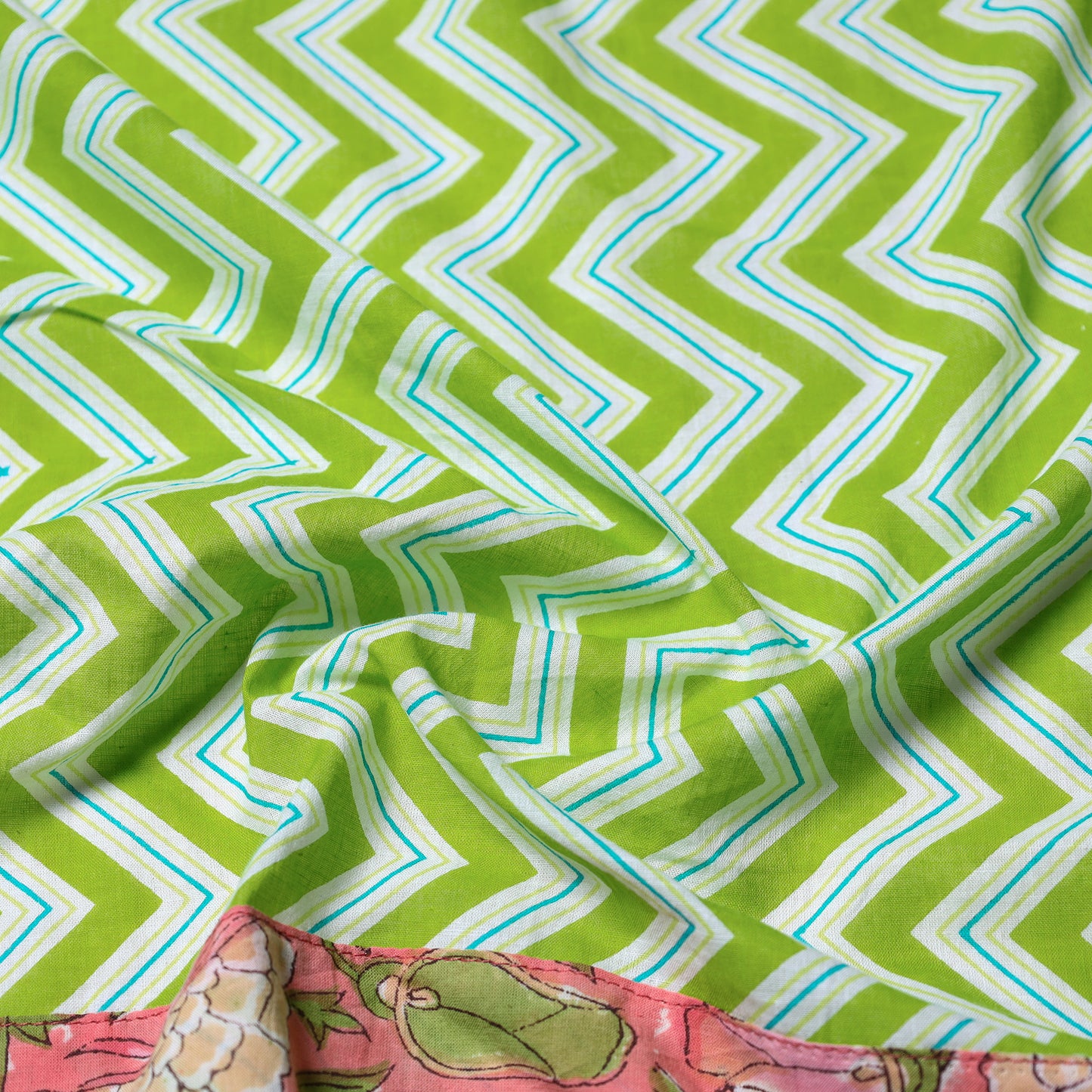 Green - Printed Cotton Blouse Piece 12