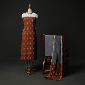 Pochampally Ikat Weave 3pc Cotton Unstitched Dress Material Suit Set 05