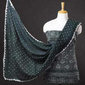 3pc Kutch Bandhani Tie-Dye Satin Cotton Suit Material Set 122