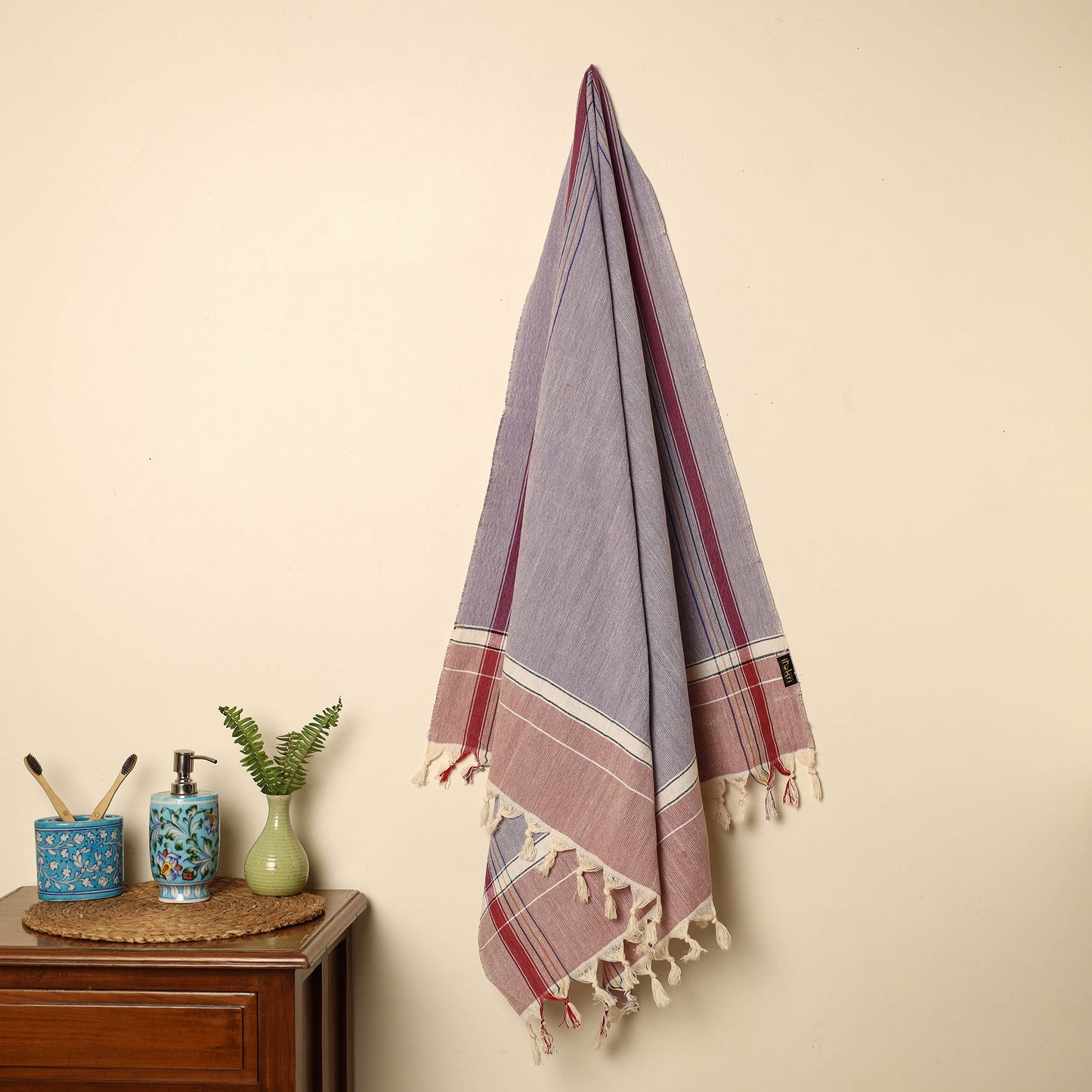 Grey - Handloom Fine Cotton Plain Bath Towel 129