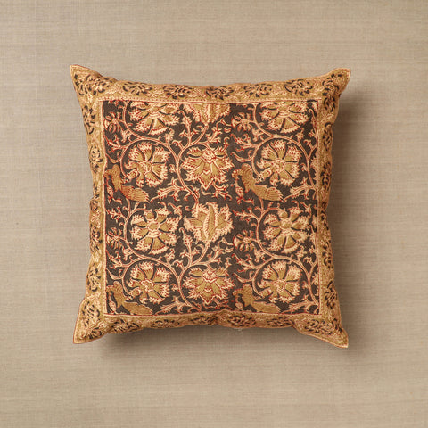 Brown Original Pedana Block Print Cotton Kalamkari Cushion Cover