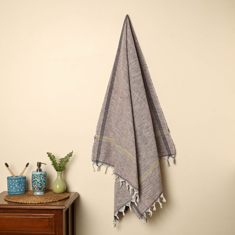 Beige - Handloom Fine Cotton Plain Bath Towel 130