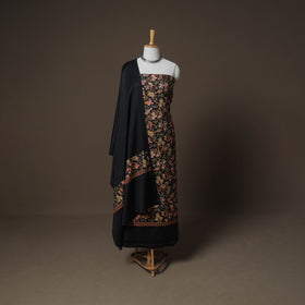 Woolen Heavy Embroidered Unstitched Dress Material: Kurta, Bottom & Dupatta 32