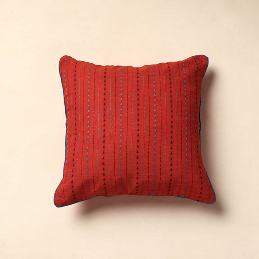 Orange - Jacquard Cotton Cushion Cover (16 x 16 in)