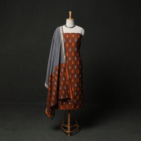 Pochampally Ikat Weave 3pc Cotton Unstitched Dress Material Suit Set 05