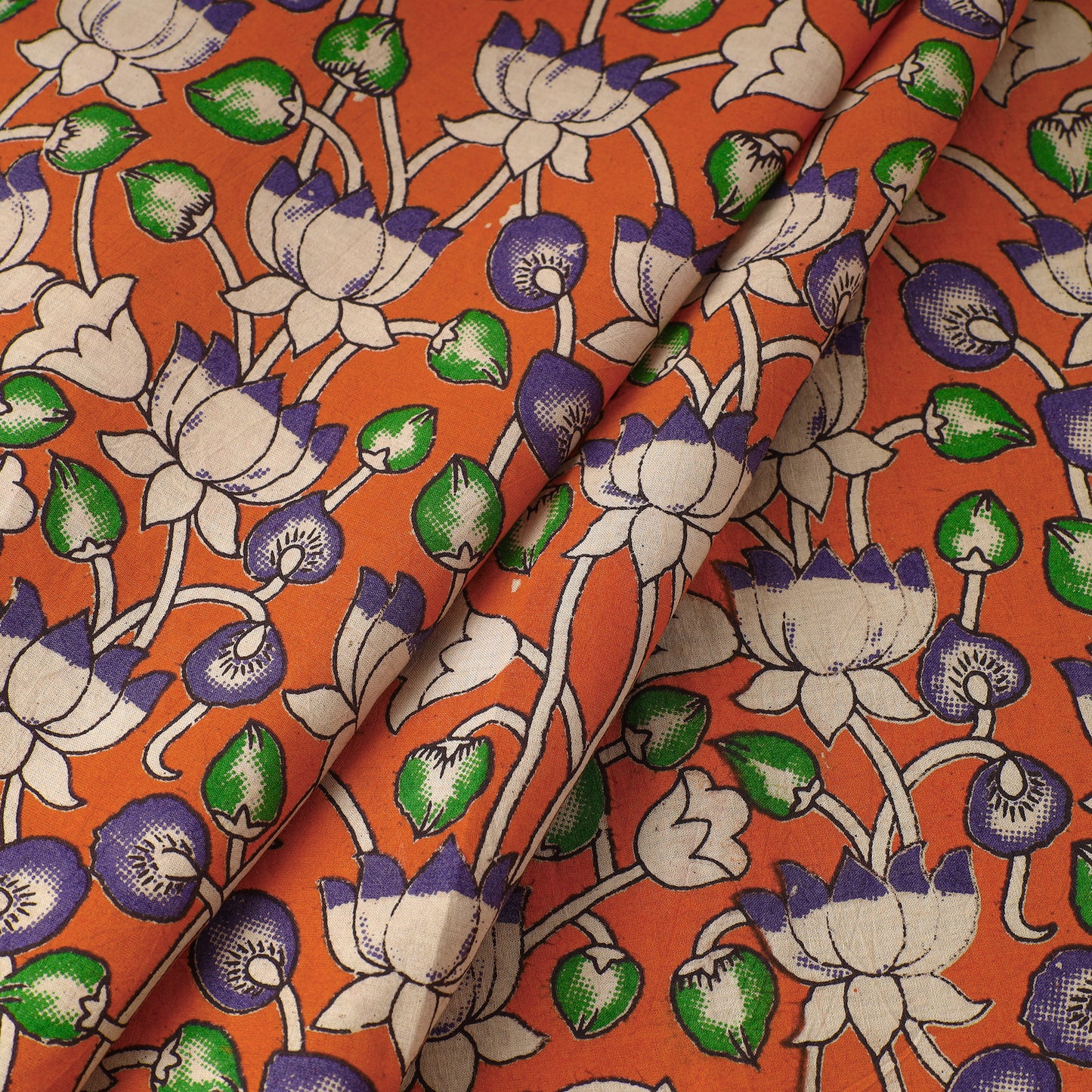 Orange - Kalamkari Printed Cotton Fabric 28