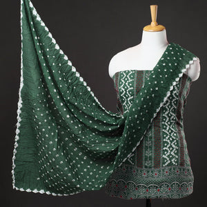 3pc Kutch Bandhani Tie-Dye Satin Cotton Suit Material Set 124