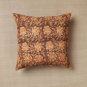 Brown Original Pedana Block Print Cotton Kalamkari Cushion Cover