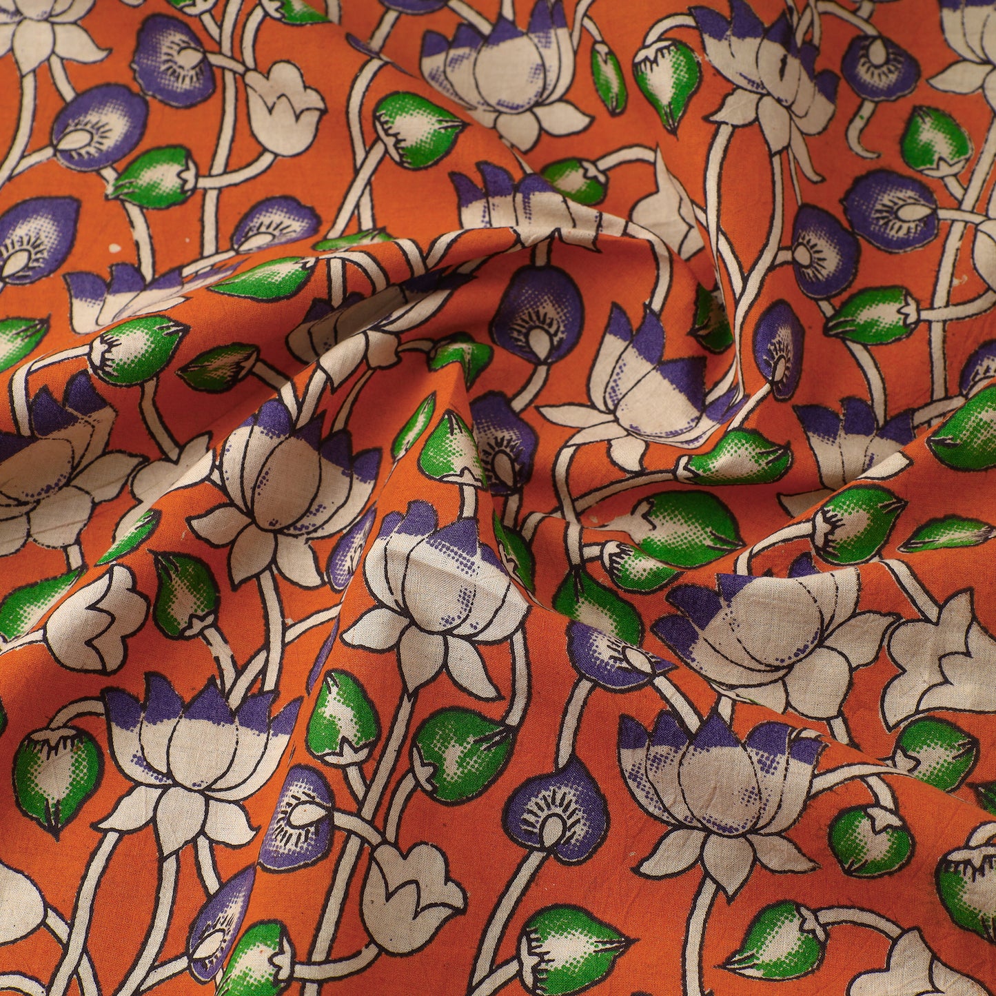 Orange - Kalamkari Printed Cotton Fabric 28