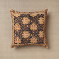 Brown Original Pedana Block Print Cotton Kalamkari Cushion Cover