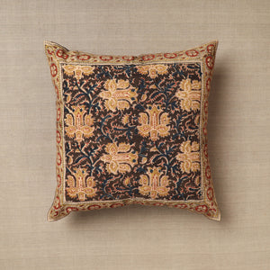 Brown - Original Pedana Kalamkari Block Printed Cotton Cushion Cover (16 x 16 in) 42