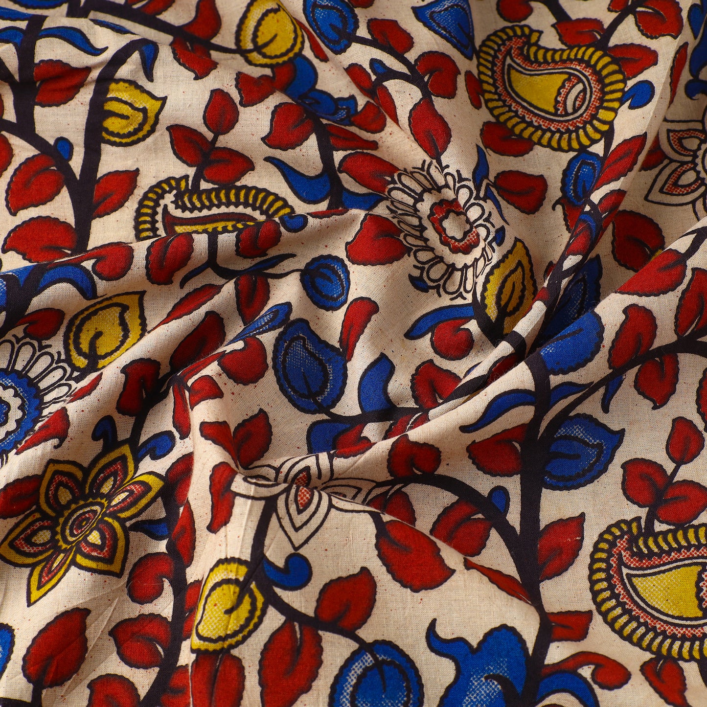 Beige - Kalamkari Printed Cotton Fabric 29