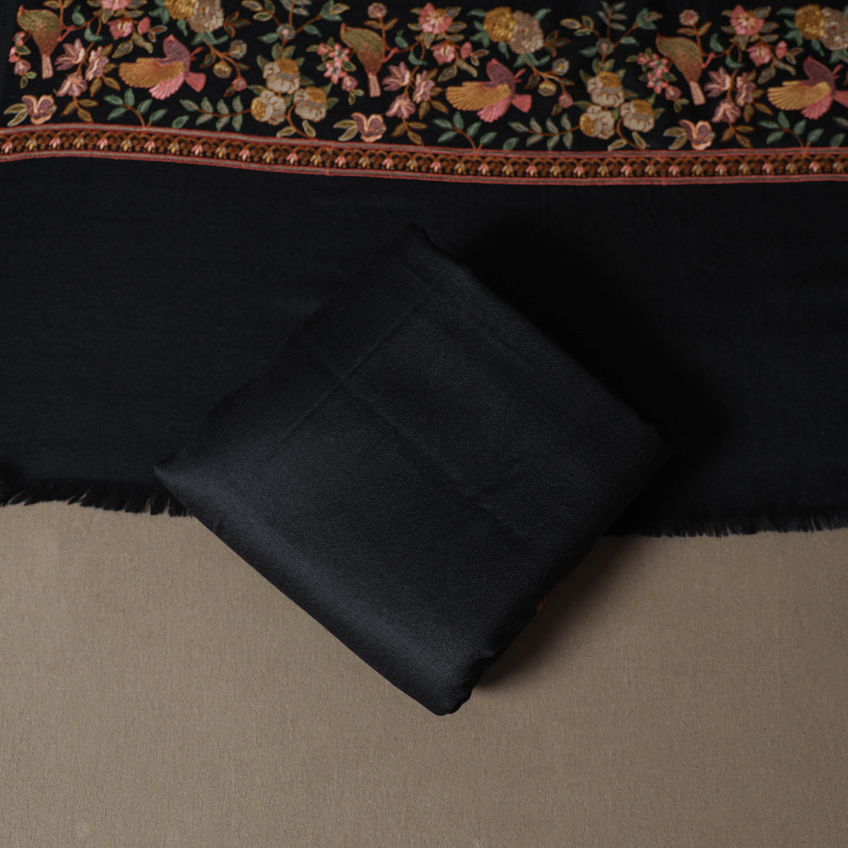 Woolen Heavy Embroidered Unstitched Dress Material: Kurta, Bottom & Dupatta 32