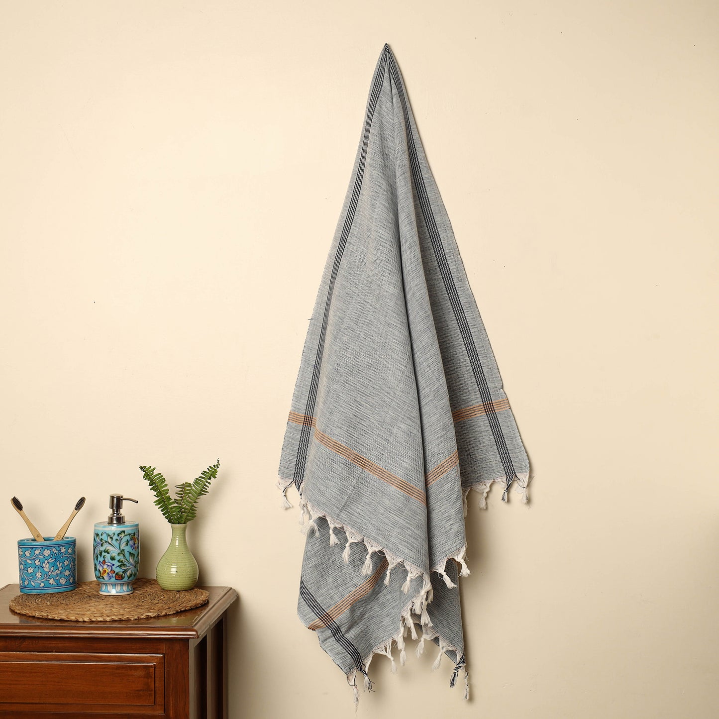 Grey - Handloom Fine Cotton Plain Bath Towel 133